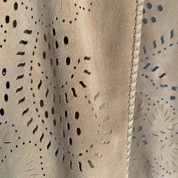 Beige Tan Fringe Suede like Shawl Wrap - Picture 10 of 12